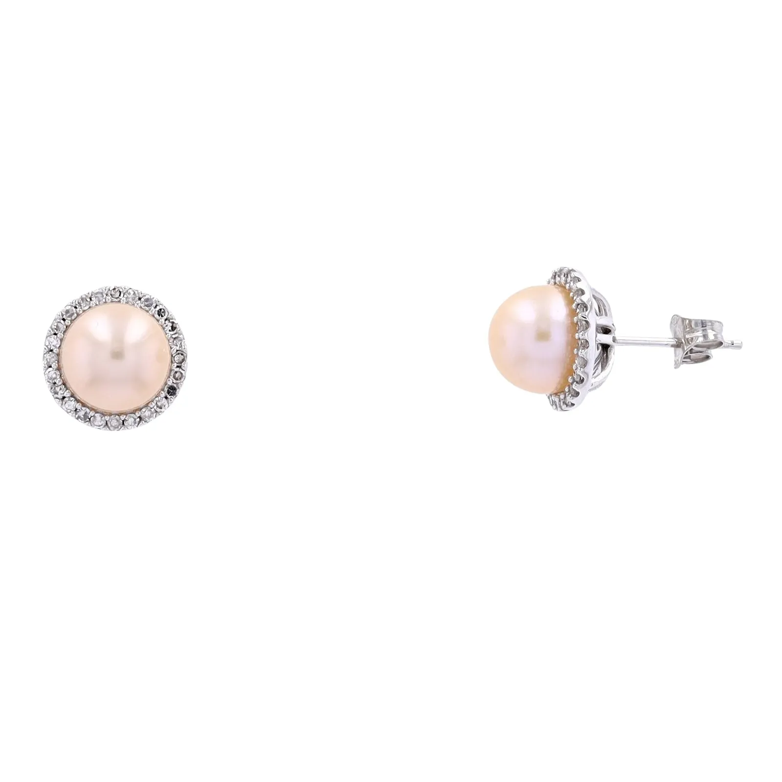 14K WG Pink Overtone Pearl & Earring Jacket Set
