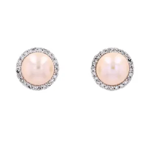 14K WG Pink Overtone Pearl & Earring Jacket Set