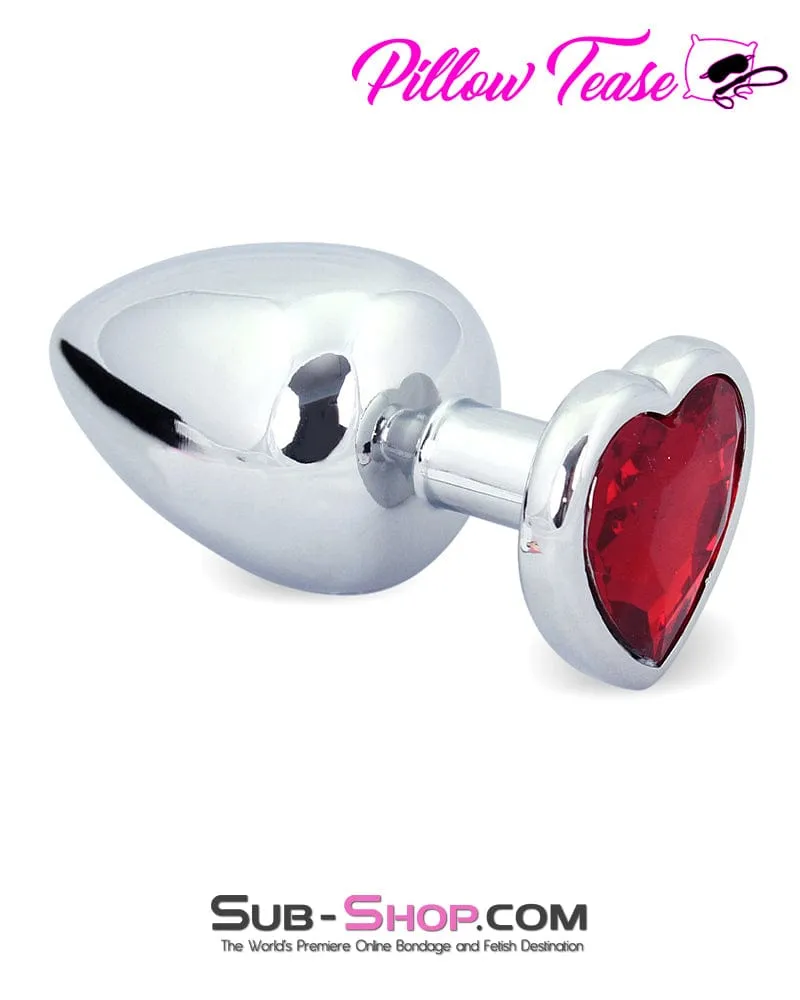 4736M      Red Heart Jeweled Stainless Steel Large Butt Plug - MEGA Deal