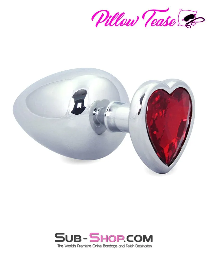 4736M      Red Heart Jeweled Stainless Steel Large Butt Plug - MEGA Deal
