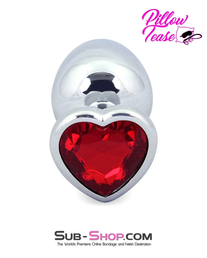 4736M      Red Heart Jeweled Stainless Steel Large Butt Plug - MEGA Deal