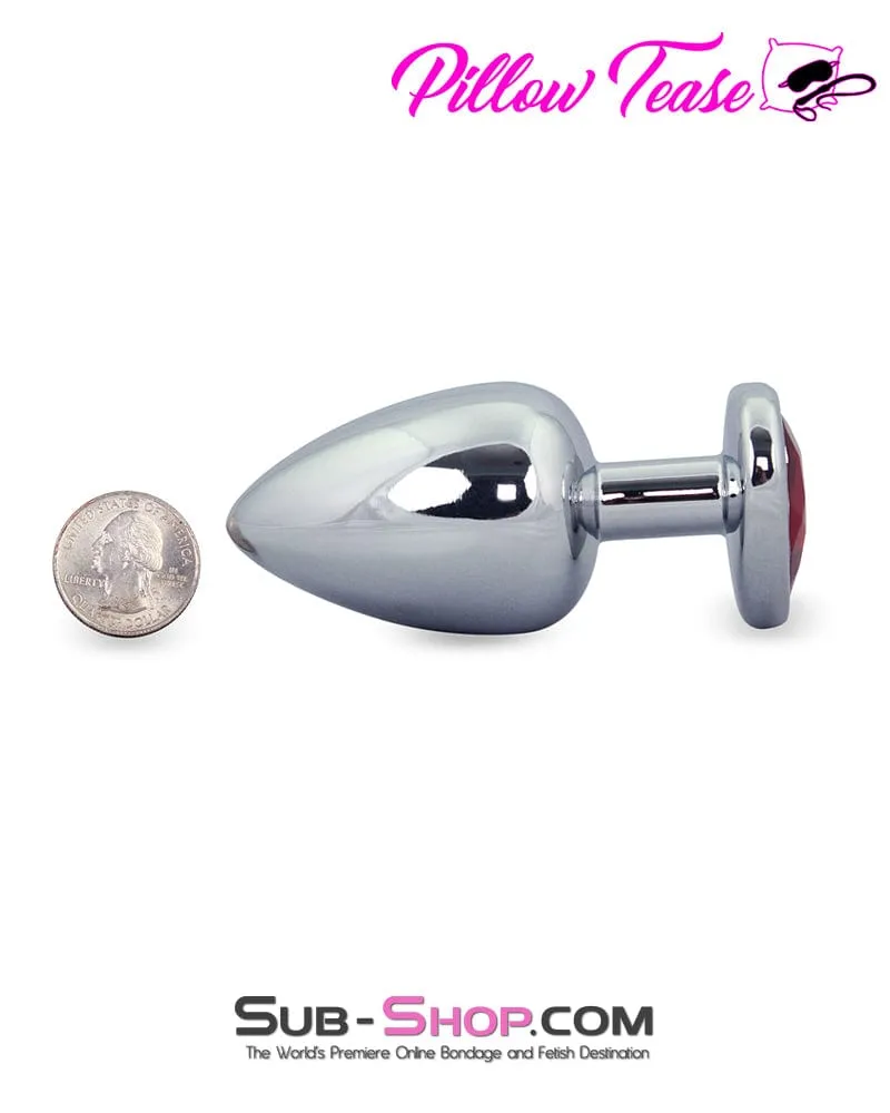 4736M      Red Heart Jeweled Stainless Steel Large Butt Plug - MEGA Deal