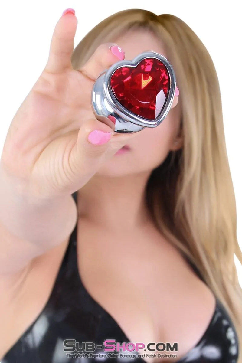 4736M      Red Heart Jeweled Stainless Steel Large Butt Plug - MEGA Deal