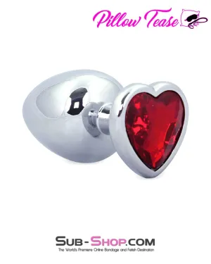 4736M      Red Heart Jeweled Stainless Steel Large Butt Plug - MEGA Deal
