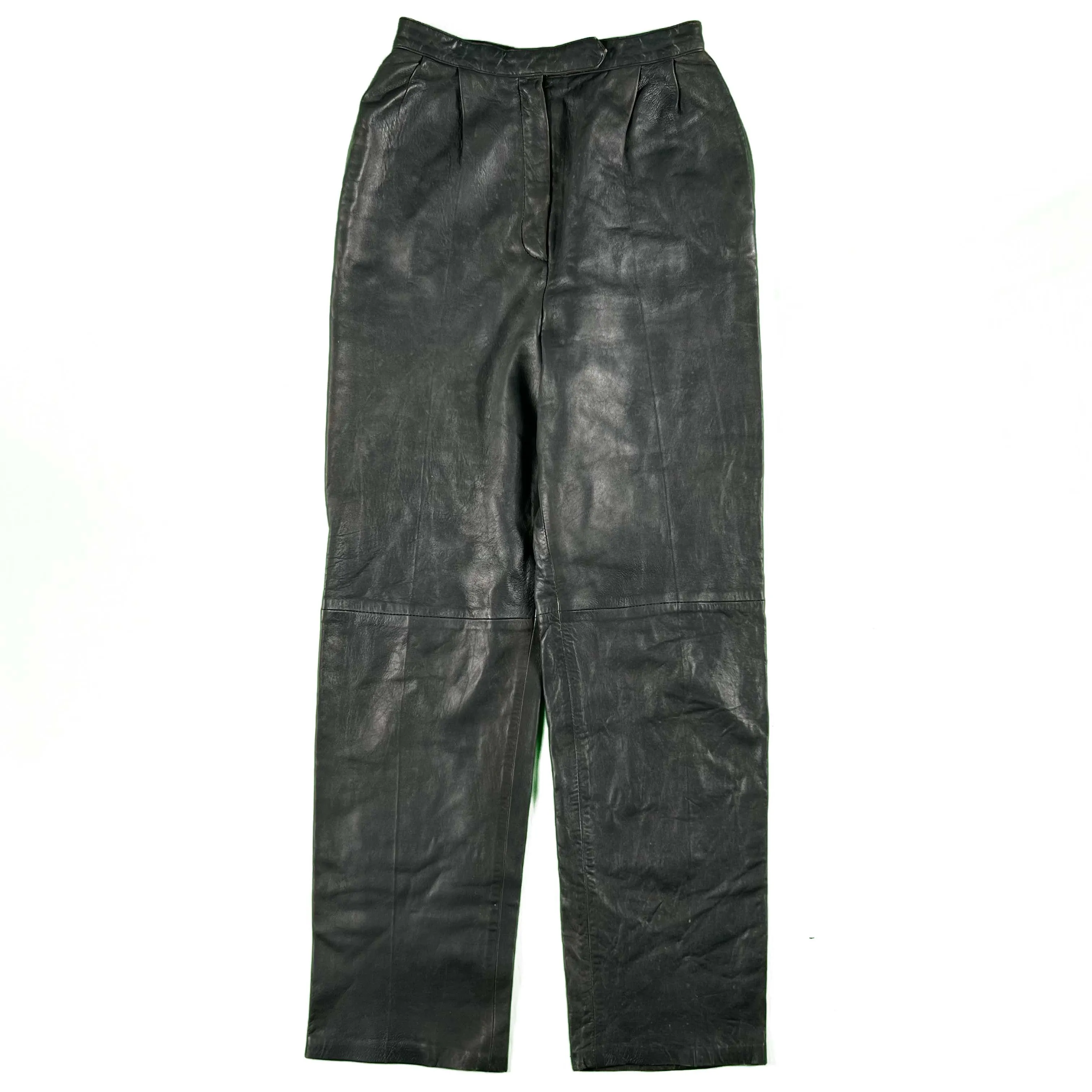 70s Dark Grey Lambskin Leather Pants- 26x29