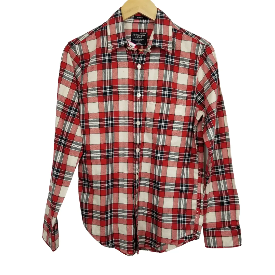 Abercrombie & Fitch Red Muscle Flannel