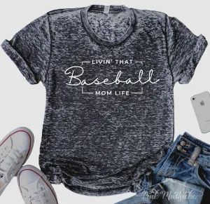 Acid Mineral Wash Living That Baseball Mom Life Tee/ Adult Tees / Vintage Inspired Tee