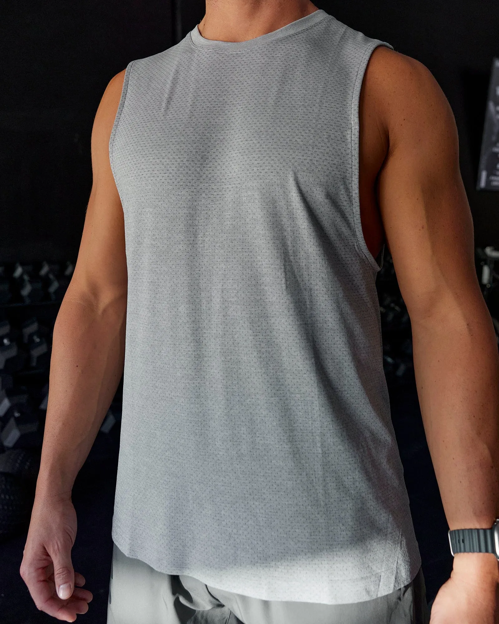 AeroFLX  Seamless Muscle Tank - Lt Grey Marl