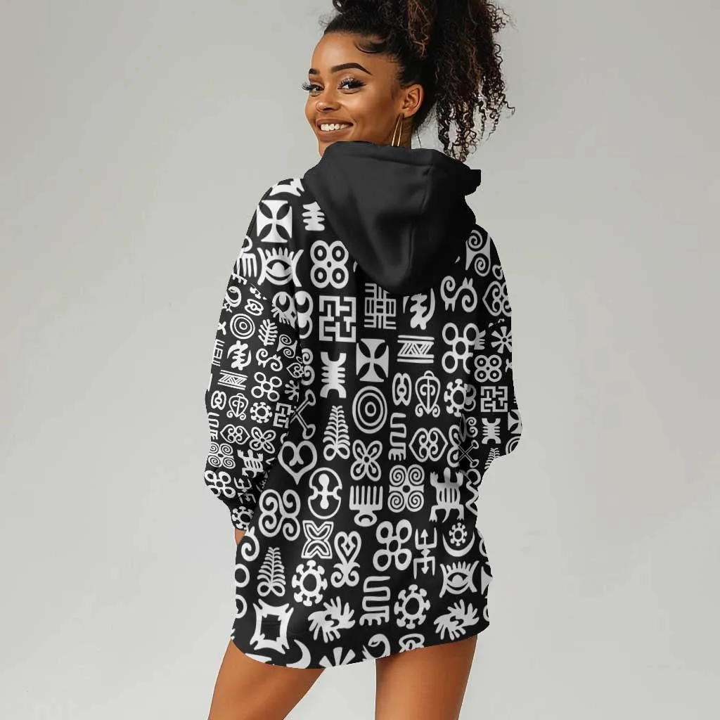 African Adinkra Hoodie Dress - Mixed Pattern Symbols DT02