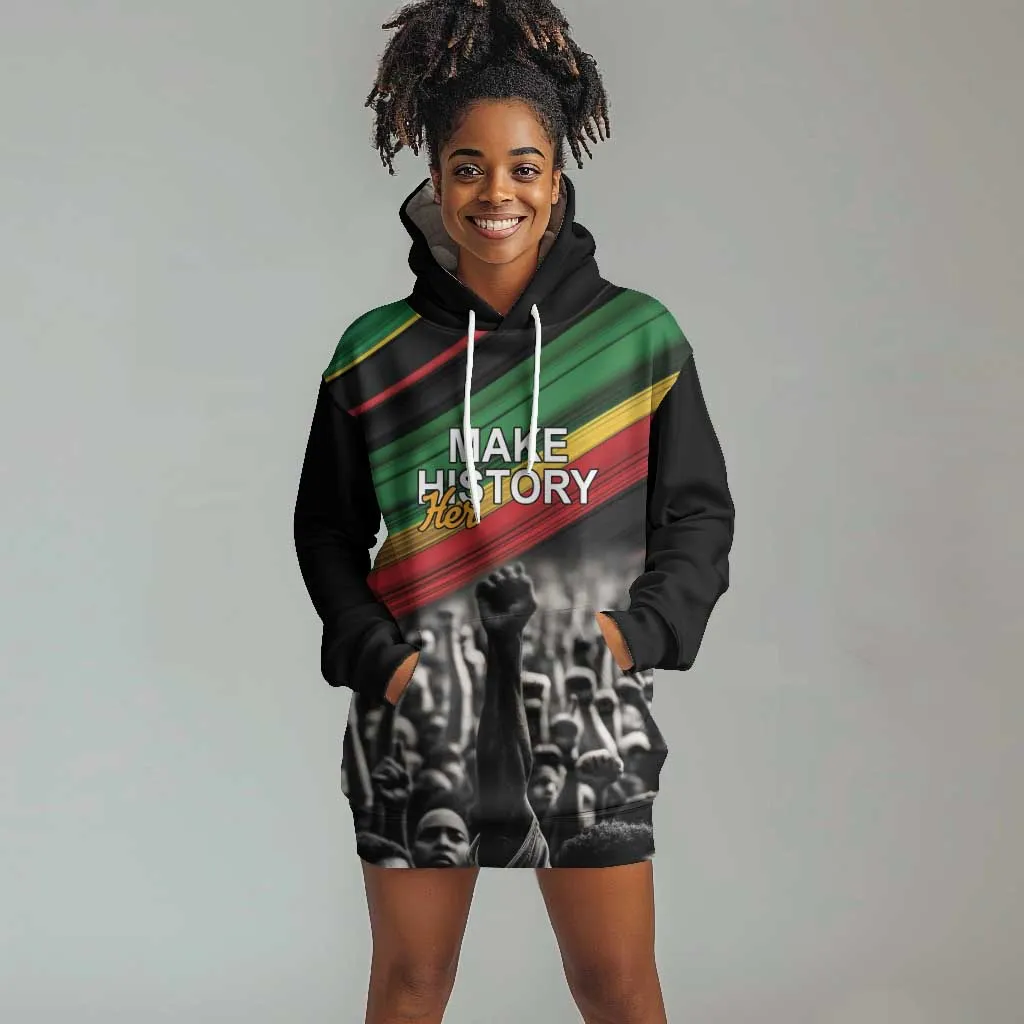 African-American History Month Hoodie Dress Black Power Hand Make His-Herstories LT9