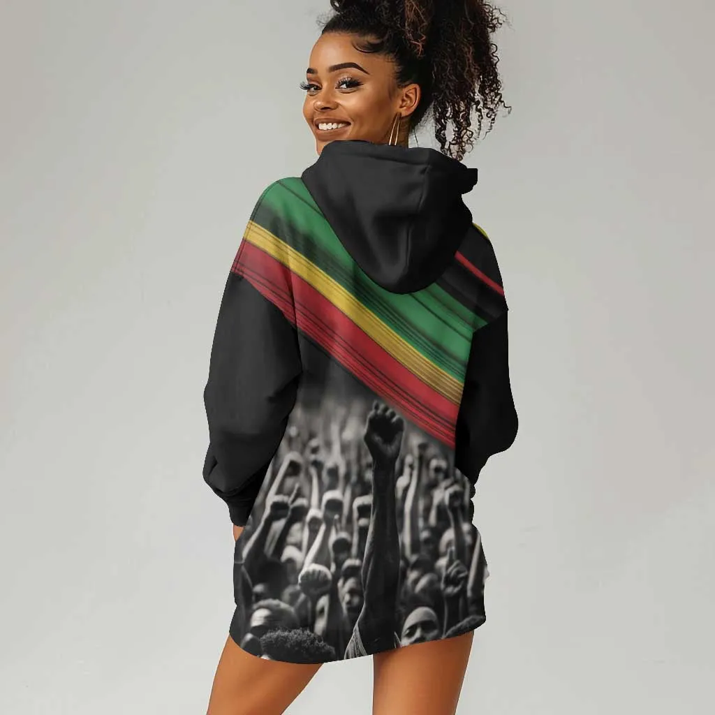 African-American History Month Hoodie Dress Black Power Hand Make His-Herstories LT9