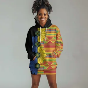 African Ethnic Kitenge Ankara Style Hoodie Dress LT9