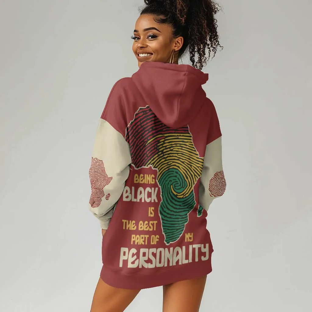 African Map Fingerprint Hoodie Dress Being Black Is The Best Part Of My Personality DT03