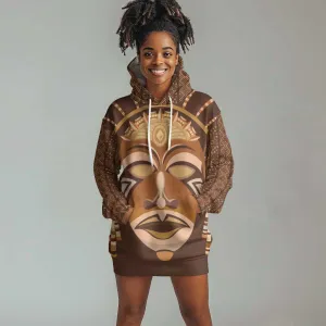 African Women Hoodie Dress Tribal Ethnic Mask DT02