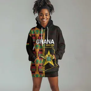 Afro Ghana Independence Day Hoodie Dress Ghanaian 1957 Kente Pattern LT14
