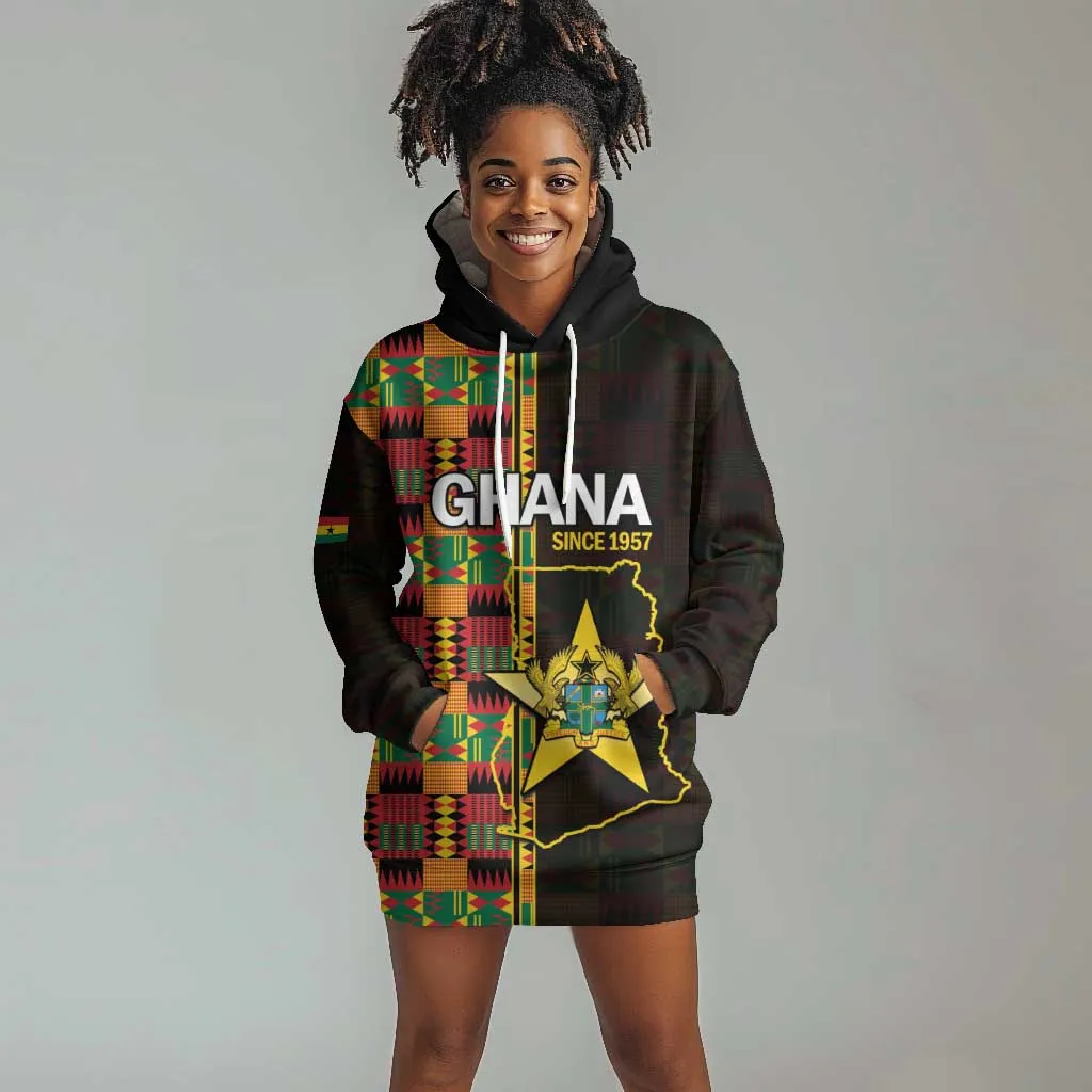 Afro Ghana Independence Day Hoodie Dress Ghanaian 1957 Kente Pattern LT14