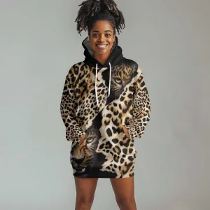 Afro Leopard Skin Pattern Hoodie Dress Version 02 LT9