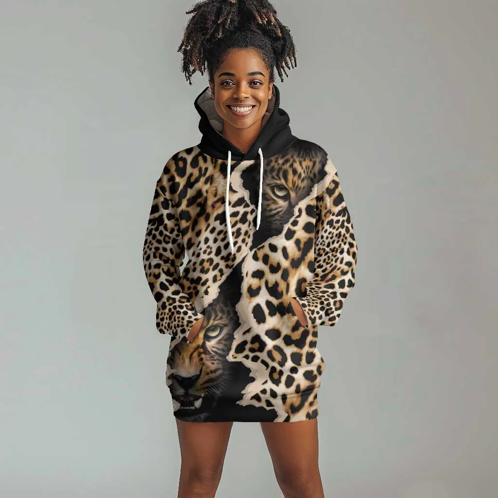 Afro Leopard Skin Pattern Hoodie Dress Version 02 LT9