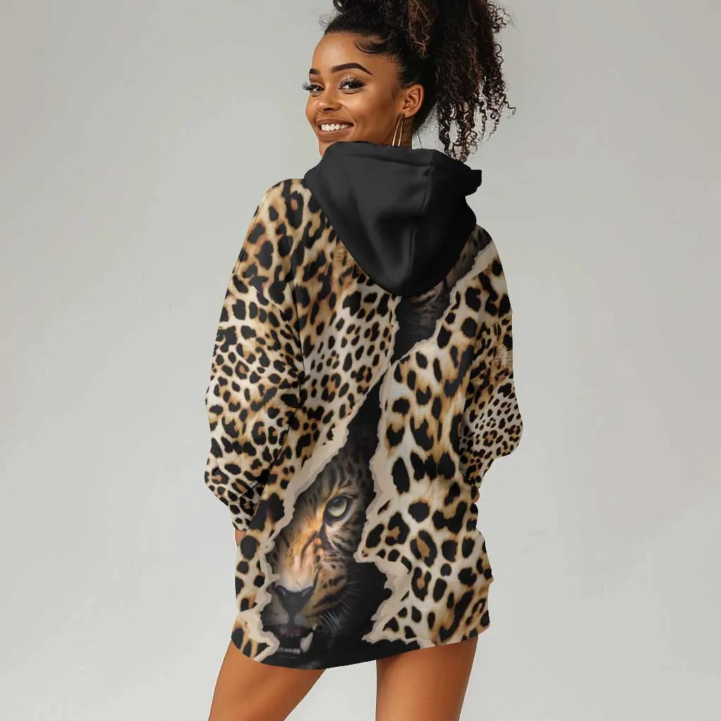 Afro Leopard Skin Pattern Hoodie Dress Version 02 LT9