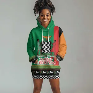 Afro Zambia Christmas Hoodie Dress Coat Of Arms With Kente Pattern LT18