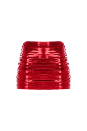 After Party Metallic Skirt in Red