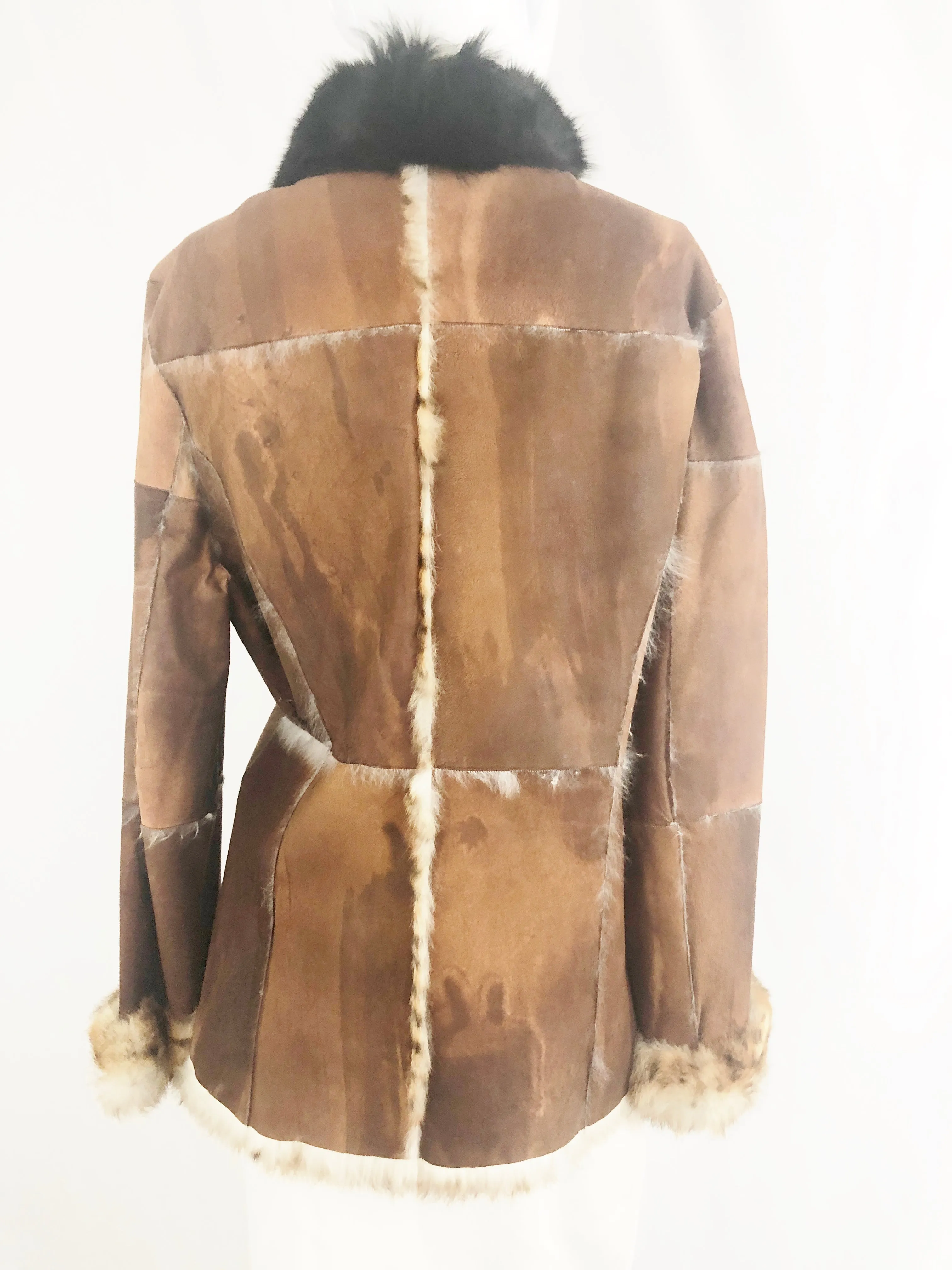 Alberto Makali Leather Jacket W/fox and Rabbit Fur Size L