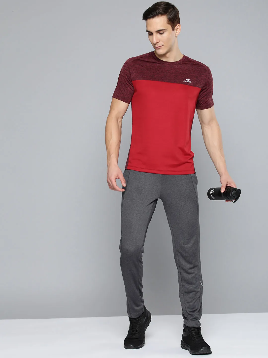Alcis Men Charcoal Grey Solid Track Pants