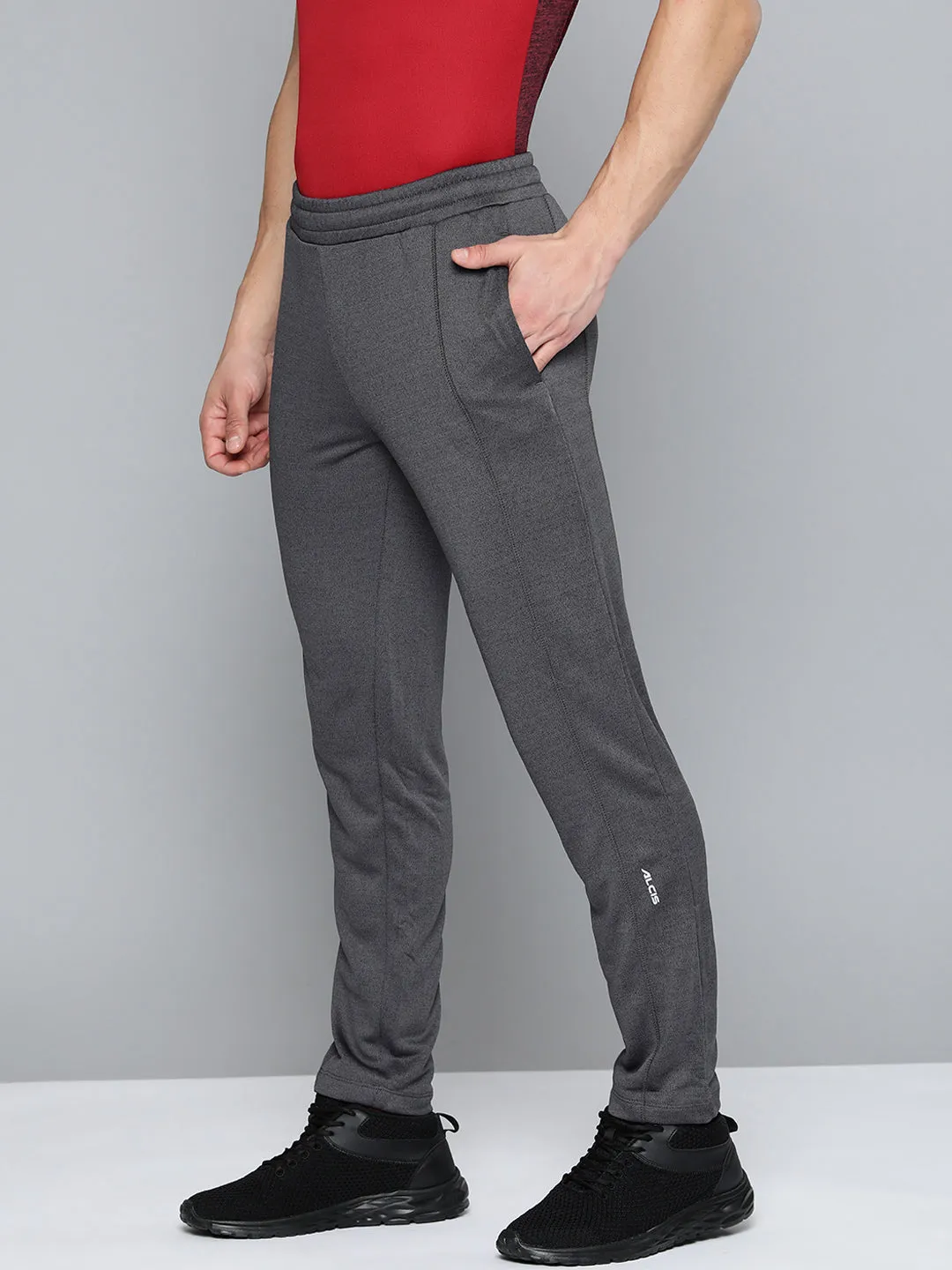 Alcis Men Charcoal Grey Solid Track Pants
