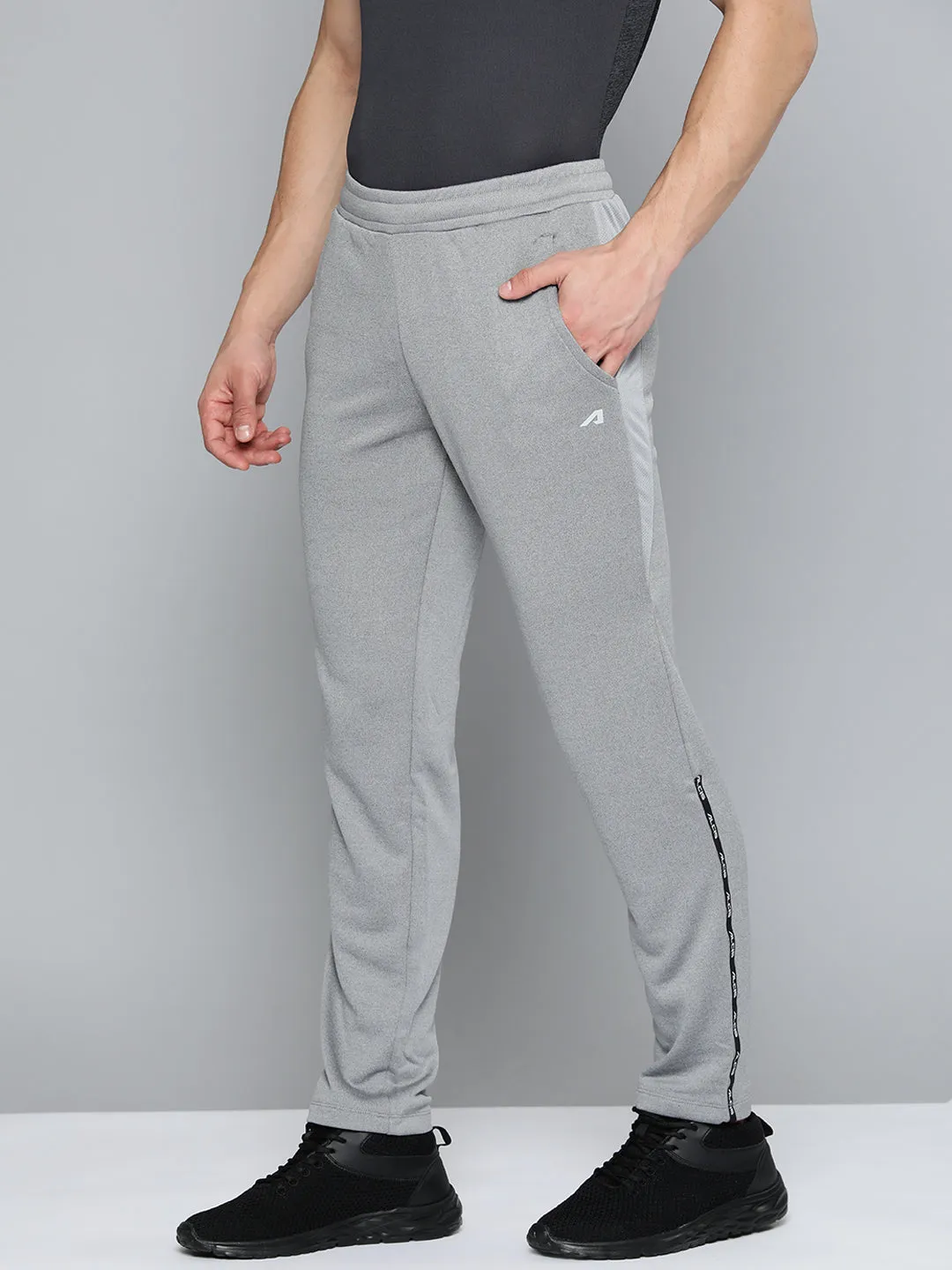 Alcis Men Grey Melange Solid Track Pants