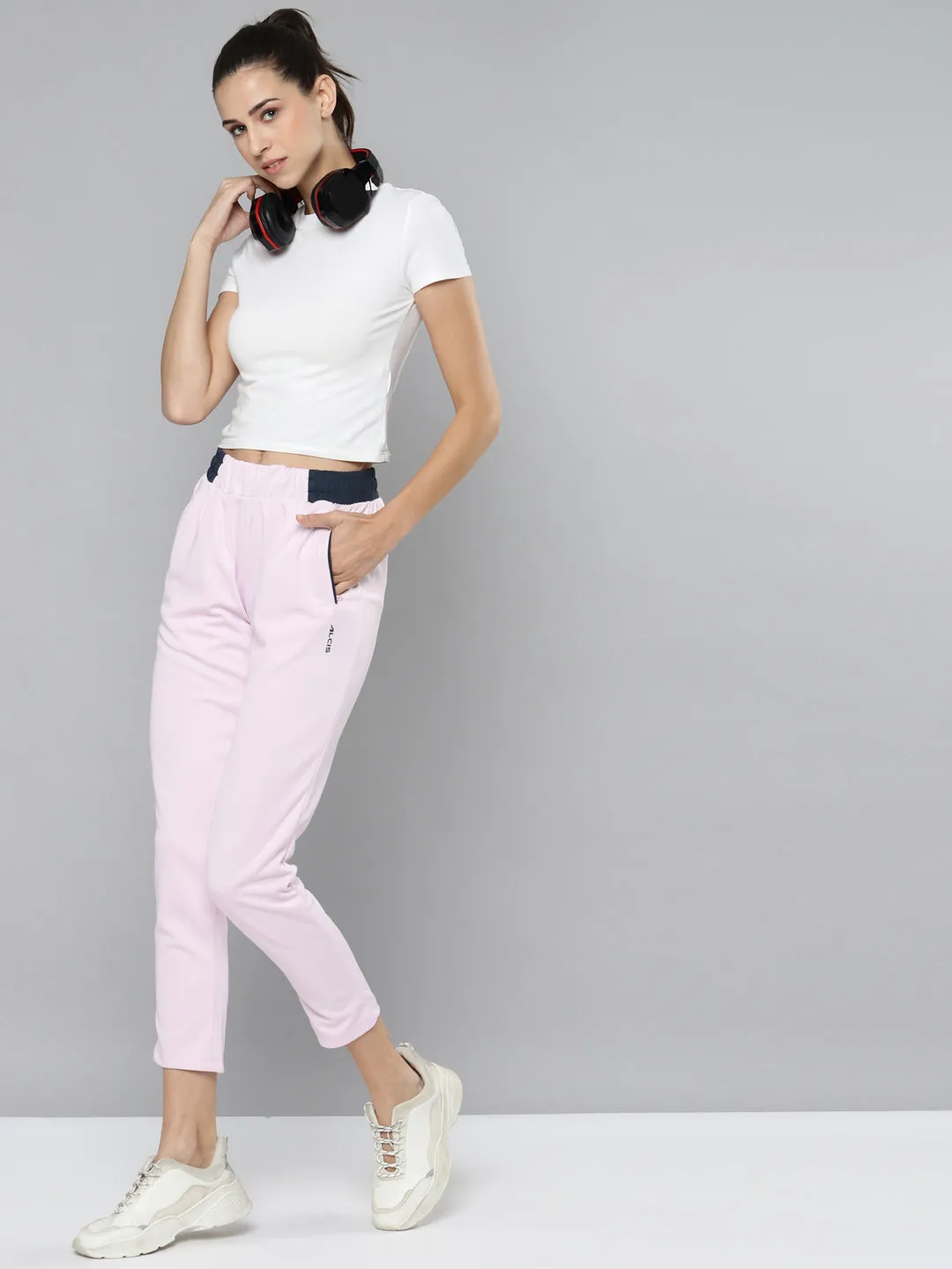 Alcis Women Lilac Solid Slim Fit Track Pants