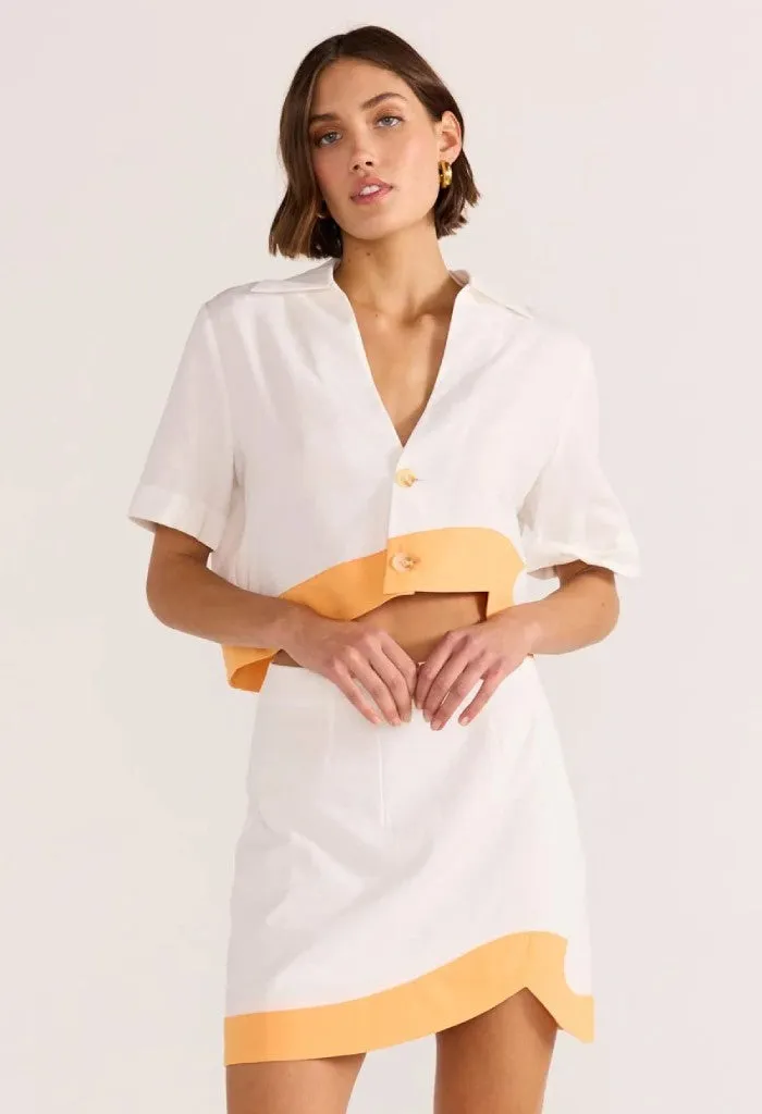 Alora Wave Mini Skirt-White/Orange