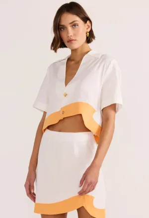 Alora Wave Mini Skirt-White/Orange