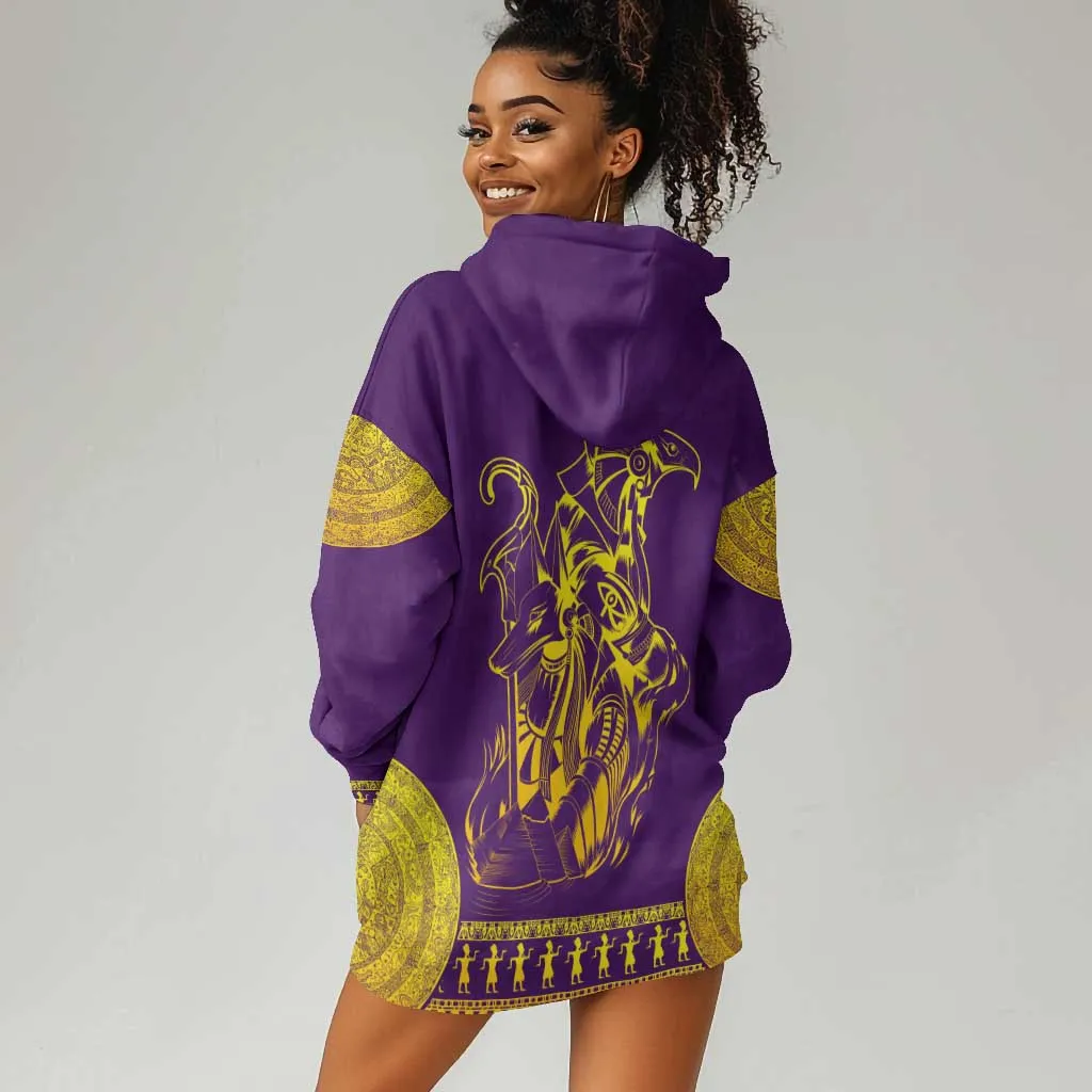 Anubis and Horus Hoodie Dress Egyptian God Purple DT02
