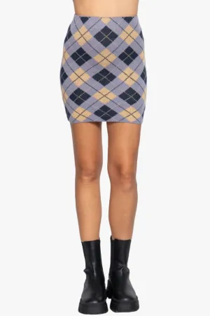 Argyle Jacquard Sweater Mini Skirt
