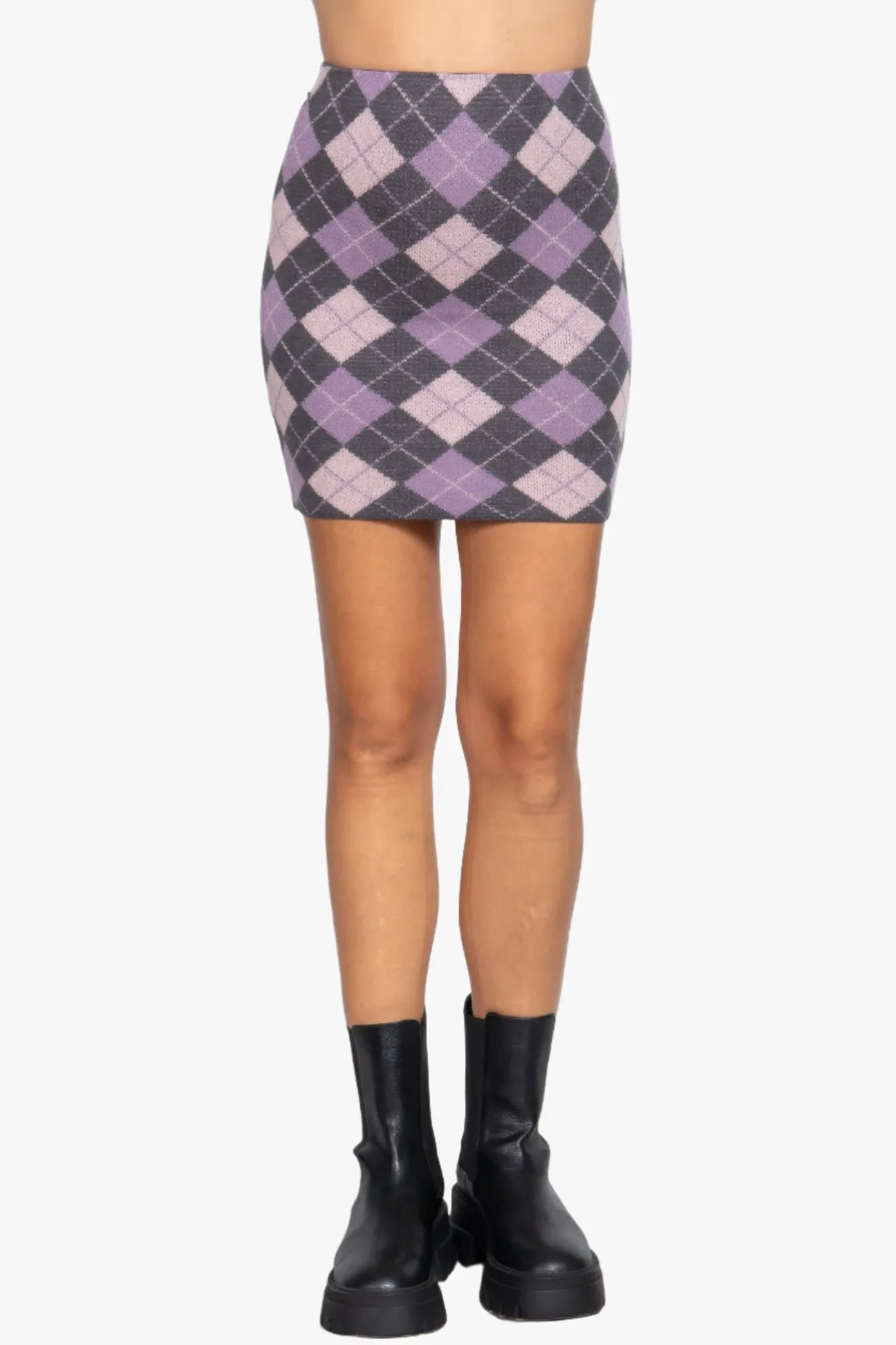 Argyle Jacquard Sweater Mini Skirt