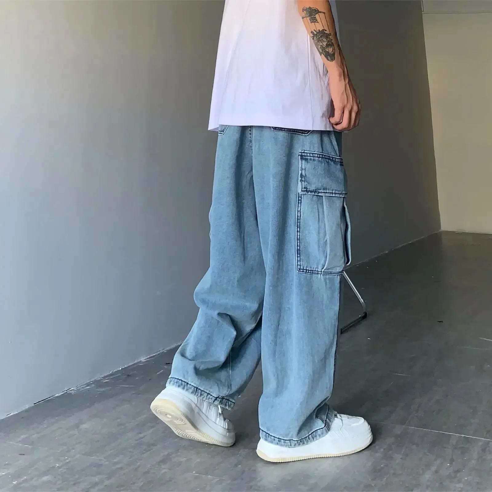 ArtVision Vintage Drapierte Locker Sitzen Jeans