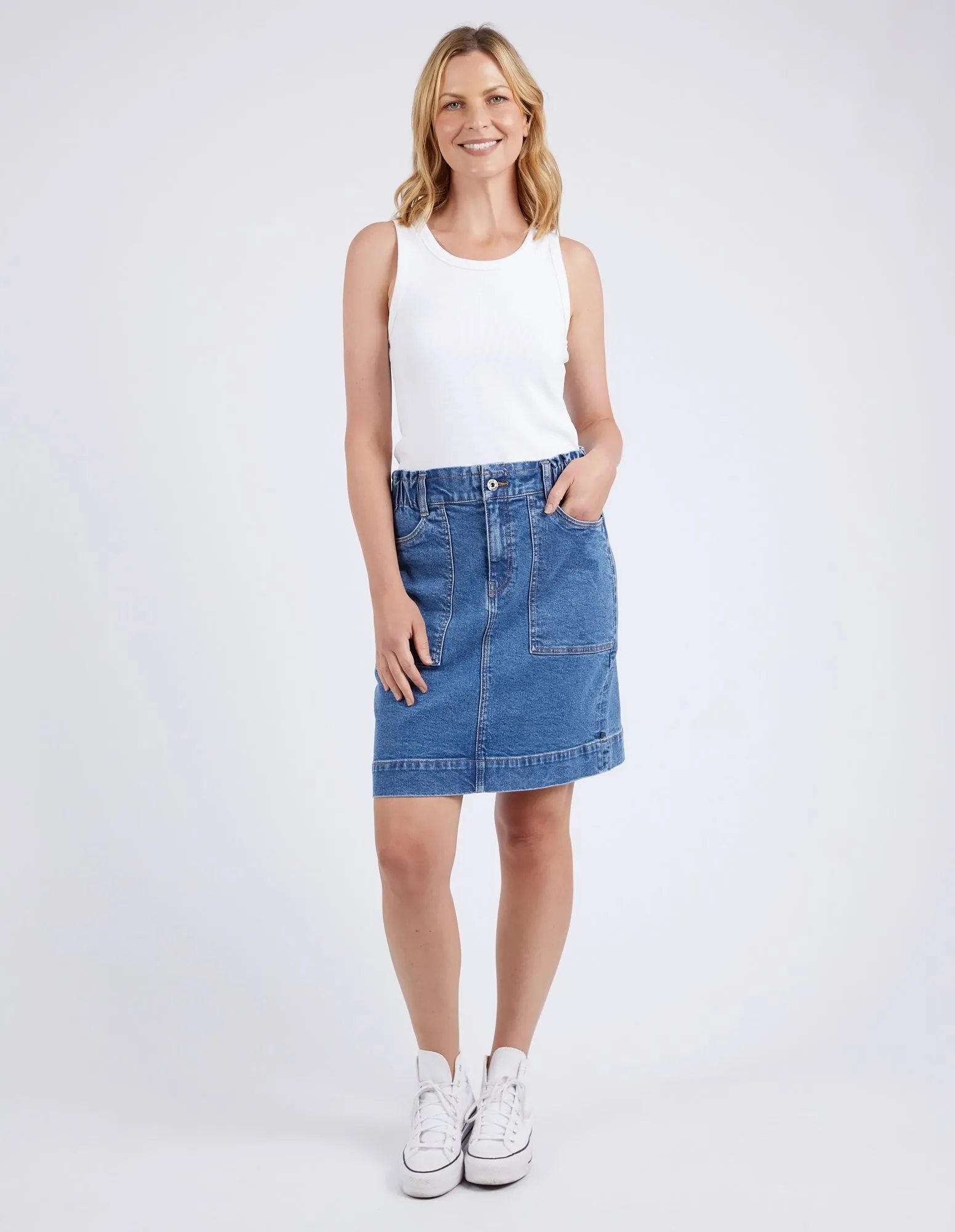 ATLAS DENIM SKIRT || DARK BLUE