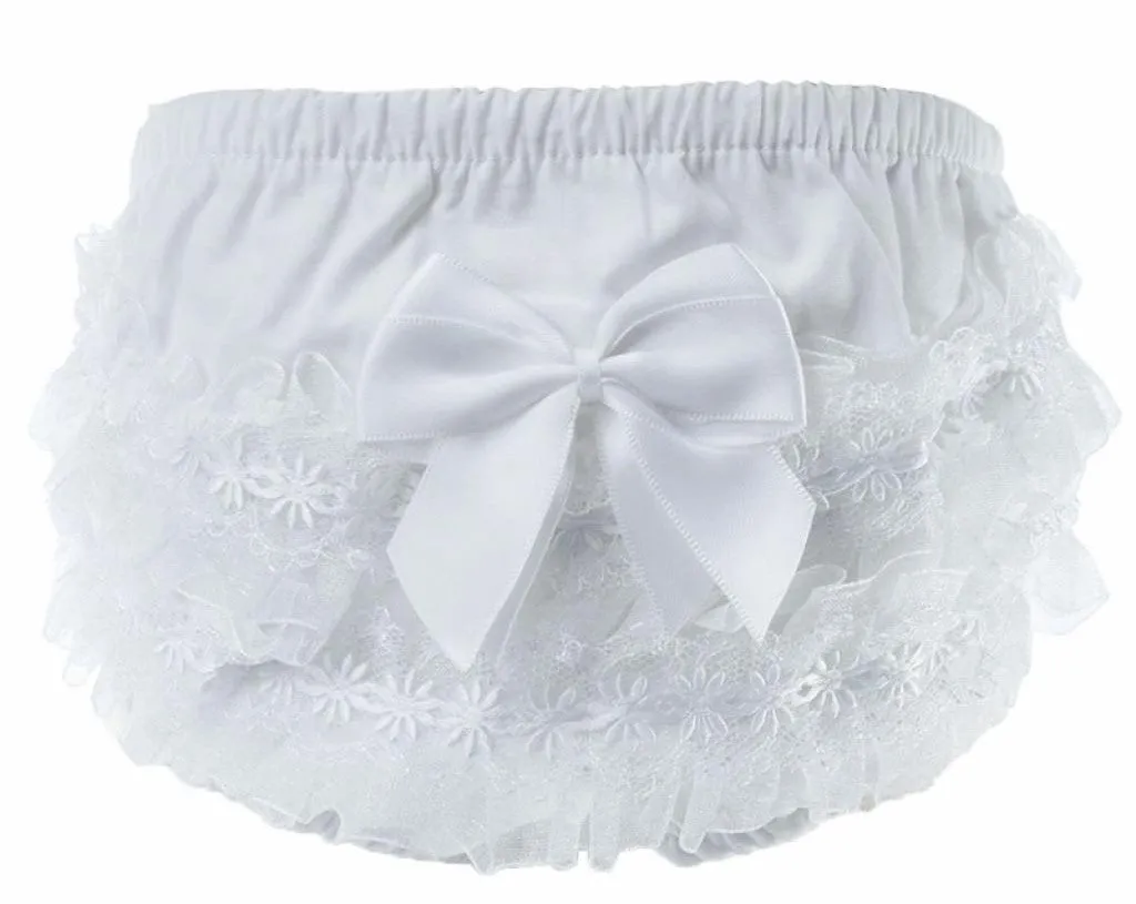 Baby Girls White Frilly Pants