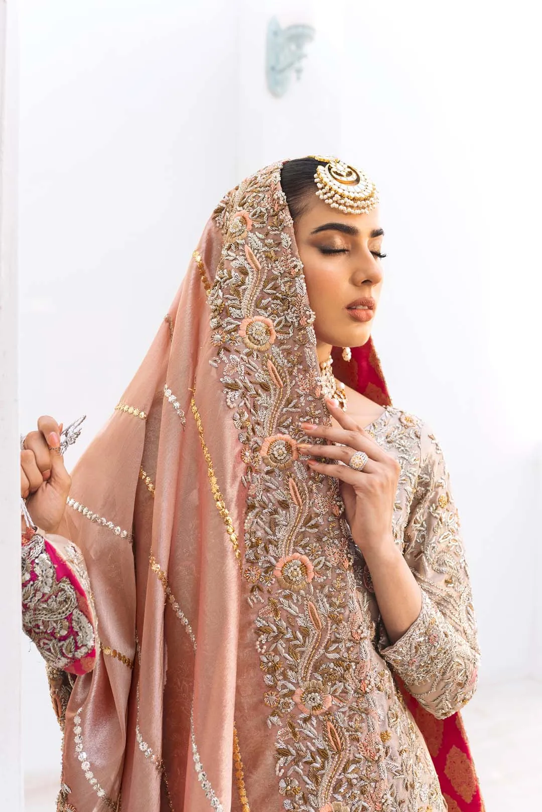 Baby Pink Lehenga Raw Silk Shirt Pakistani Wedding Dresses
