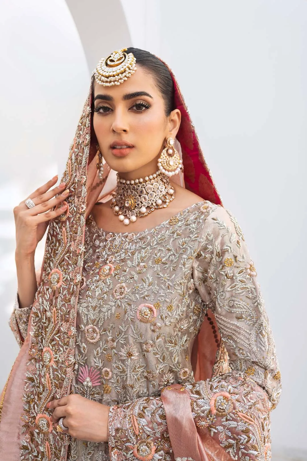 Baby Pink Lehenga Raw Silk Shirt Pakistani Wedding Dresses