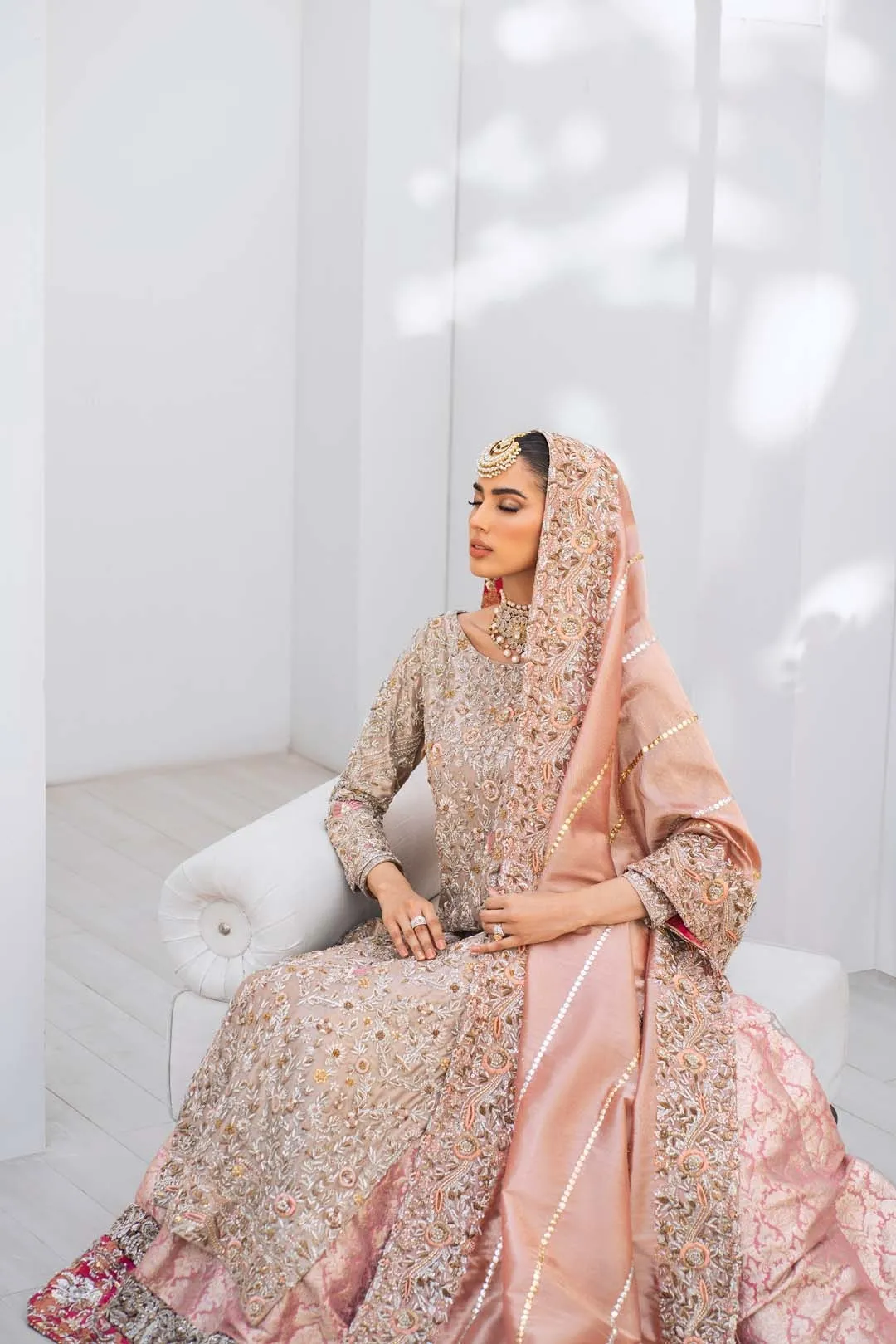 Baby Pink Lehenga Raw Silk Shirt Pakistani Wedding Dresses