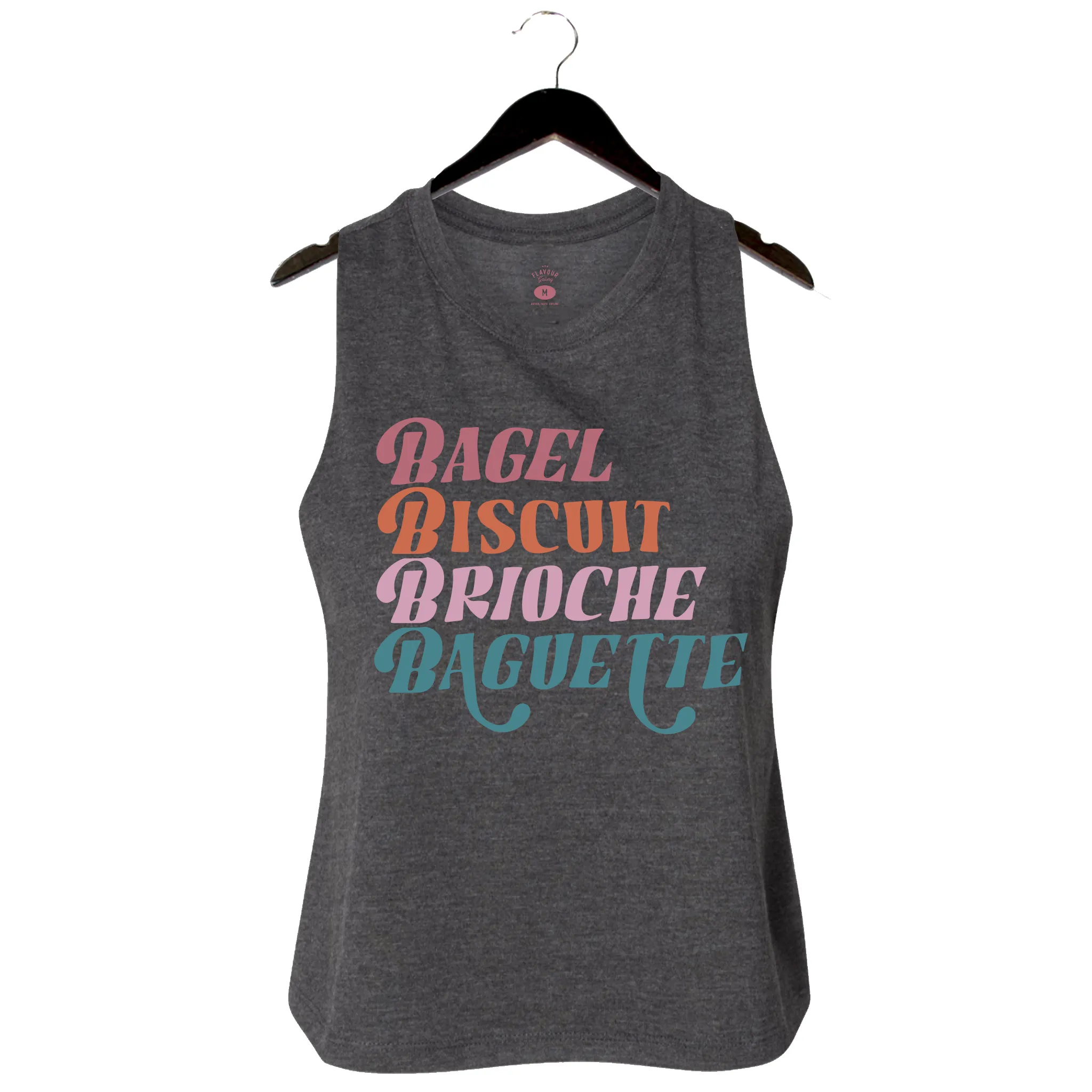 Bagel Biscuit Brioche Baguette - Women's Cropped Muscle Tank - Heather Grey