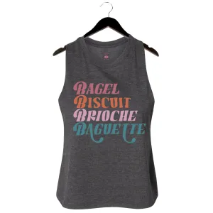 Bagel Biscuit Brioche Baguette - Women's Cropped Muscle Tank - Heather Grey