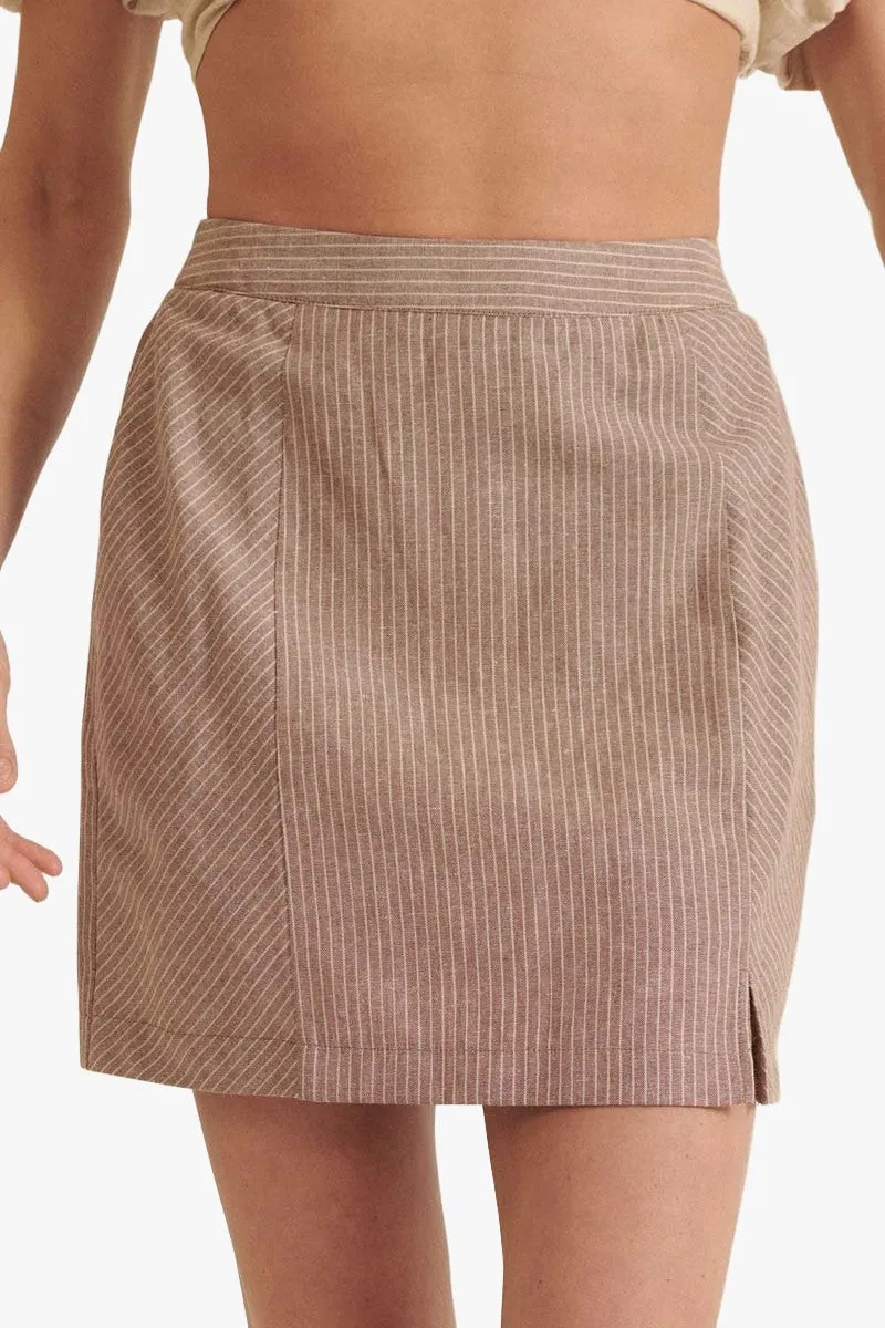 Banded Front Waist Pinstripe Mini Skirt