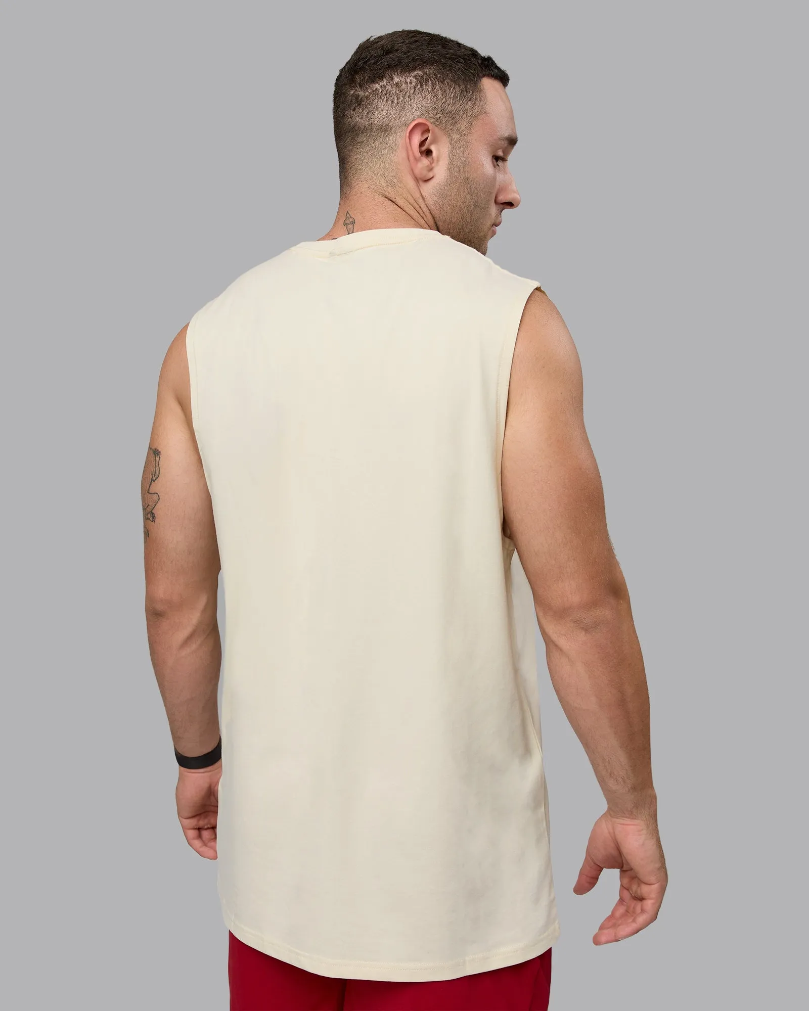 Base FLXCotton Tank - Ivory-Cherry Red