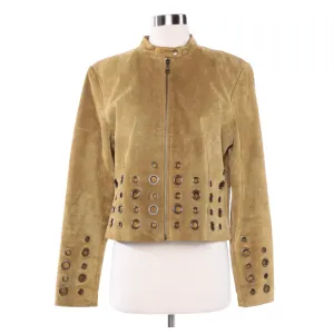Beige Suede Leather Ring Jacket for Women Cowgirl WFJ223