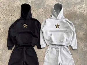 Black leopard star hoodie
