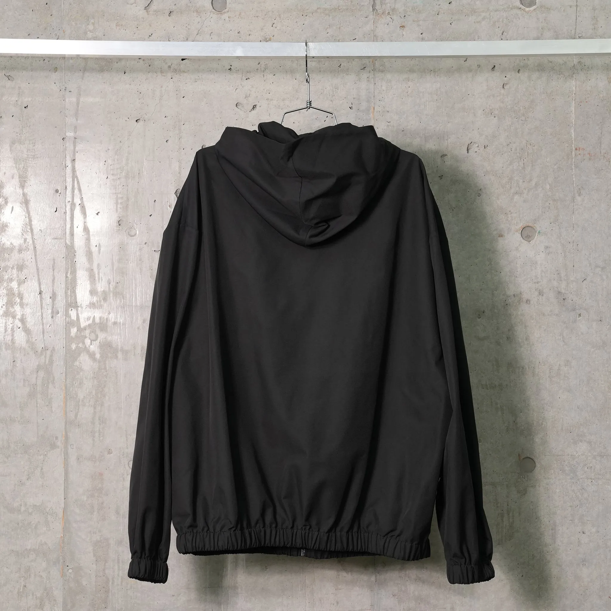 BLACK MENS TRACK HOODIE WINDBREAKER / BLACK