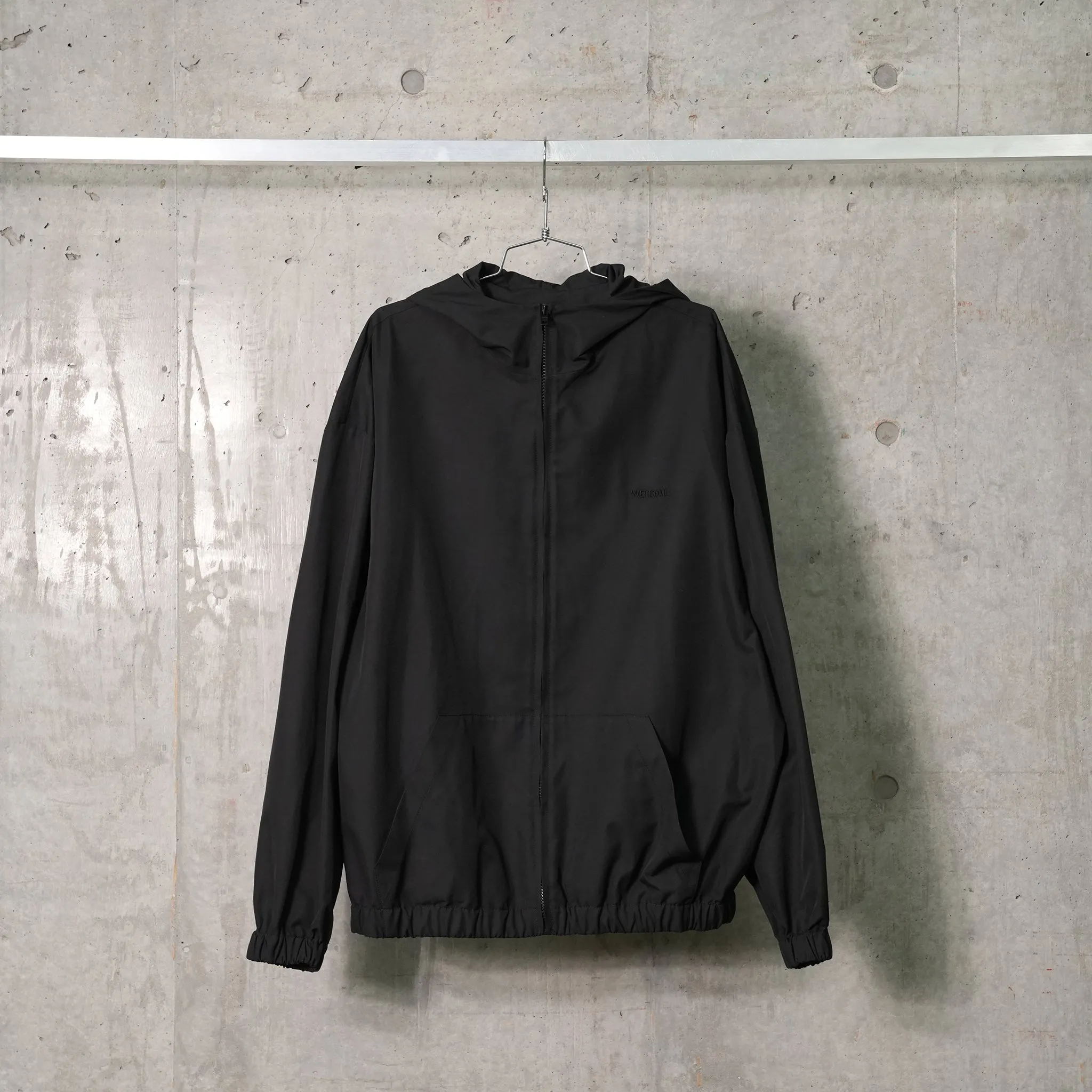 BLACK MENS TRACK HOODIE WINDBREAKER / BLACK