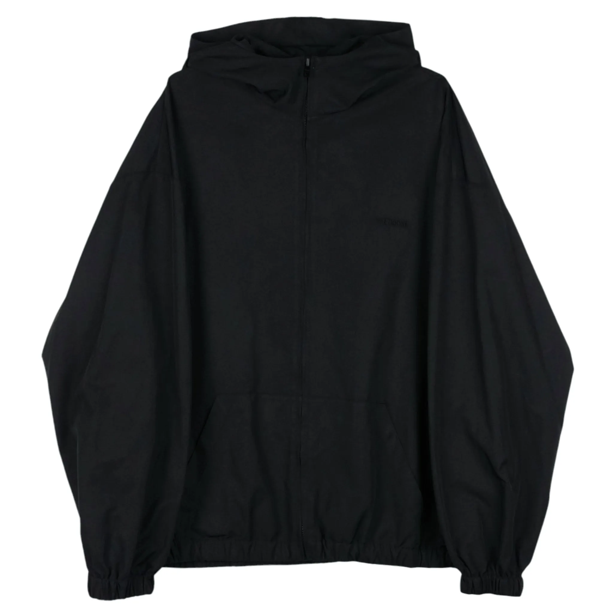 BLACK MENS TRACK HOODIE WINDBREAKER / BLACK